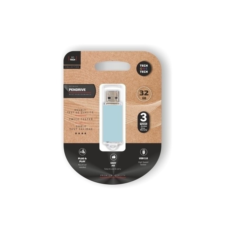 TEC3010-32-MEMORIA USB 32GB TECHONE BASIC AZUL precio por 1 unidades