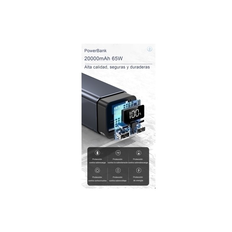 LEPOW65W20K-POWER BANK LEOTEC 20000 MAH NEGRO precio por 1 unidades