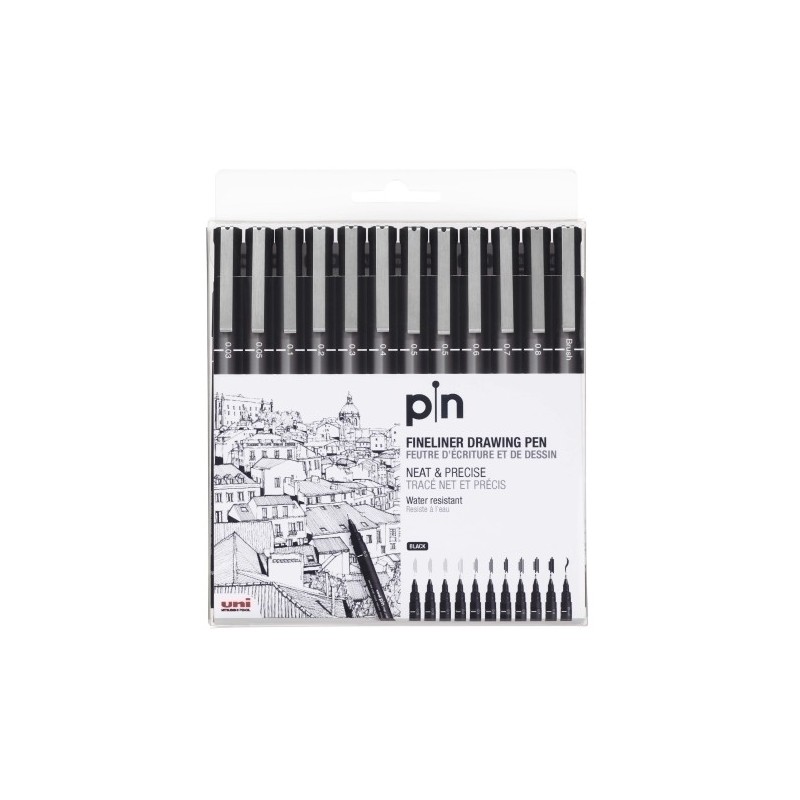 234591000-ROTUL.UNI PIN CALIBRADO NEGRO B/12 precio por 10 unidades