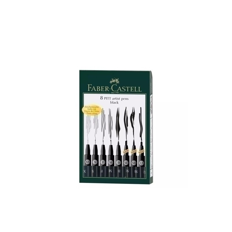 167158-ROTUL.FABER PITT NEGRO ESTUCHE DE 8 precio por 1 unidades