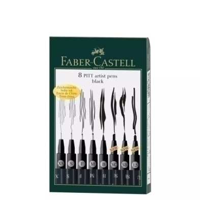 167158-ROTUL.FABER PITT NEGRO ESTUCHE DE 8 precio por 1 unidades