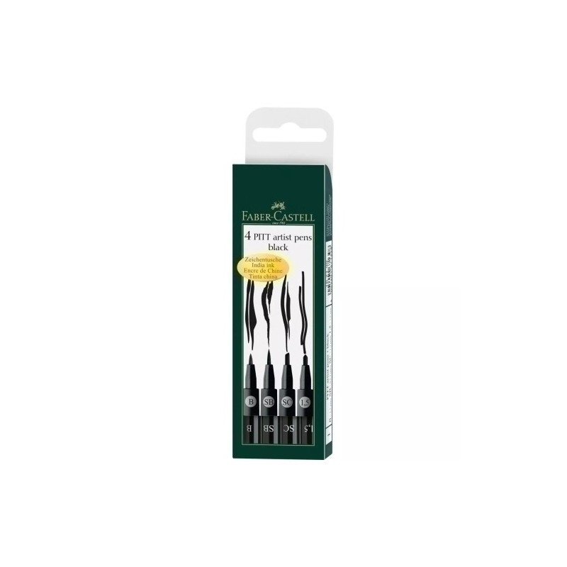 167153-ROTUL.FABER PITT NEGRO ESTUCHE DE 4 precio por 1 unidades