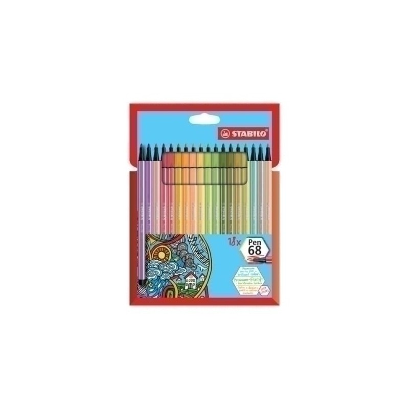 6818-22-6-ROTUL.STABILO PEN 68 CAJA CARTON de 18 precio por 6 unidades