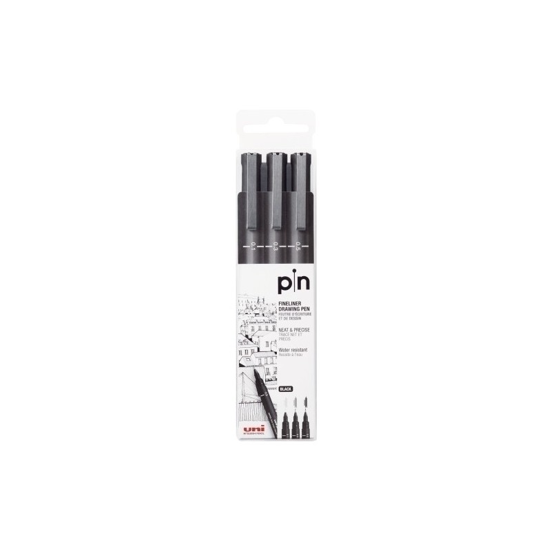 260273000-ROTUL.UNI PIN CALIBRADO NEGRO B/3 precio por 10 unidades