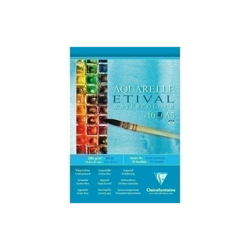 96301C-BLOC DIBUJO CLAIR.ETIVAL ACUARELA A5 200 precio por 5 unidades