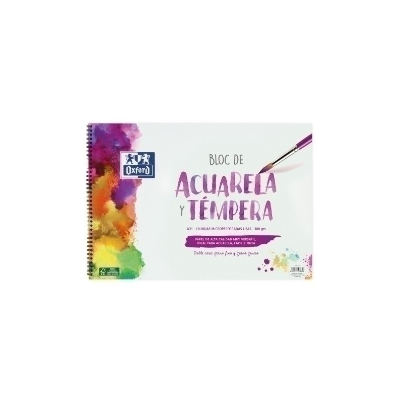 400148239-BLOC DIBUJO OXFORD ACUARELA A3+ 300g precio por 1 unidades