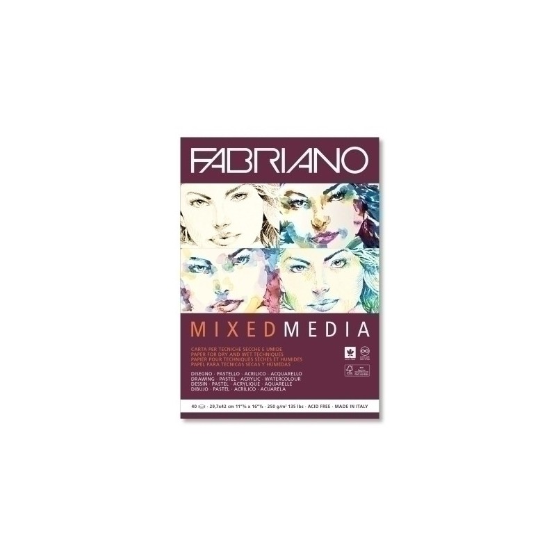 F19100382-BLOC DIBUJO FABRIANO MIX MEDIA A3 250g precio por 1 unidades