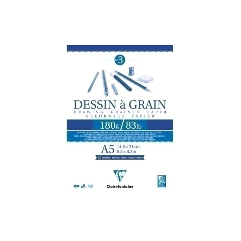 96626C-BLOC DIBUJO CLAIR. DESSIN A GRAIN A5 180 precio por 5 unidades
