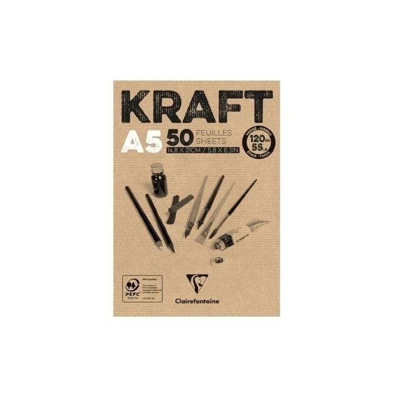 975814C-BLOC DIBUJO CLAIR. KRAFT ENCOL. A5 120g precio por 5 unidades