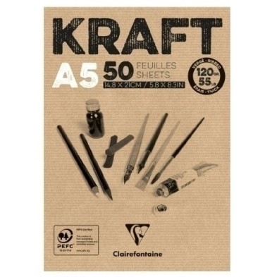 975814C-BLOC DIBUJO CLAIR. KRAFT ENCOL. A5 120g precio por 5 unidades