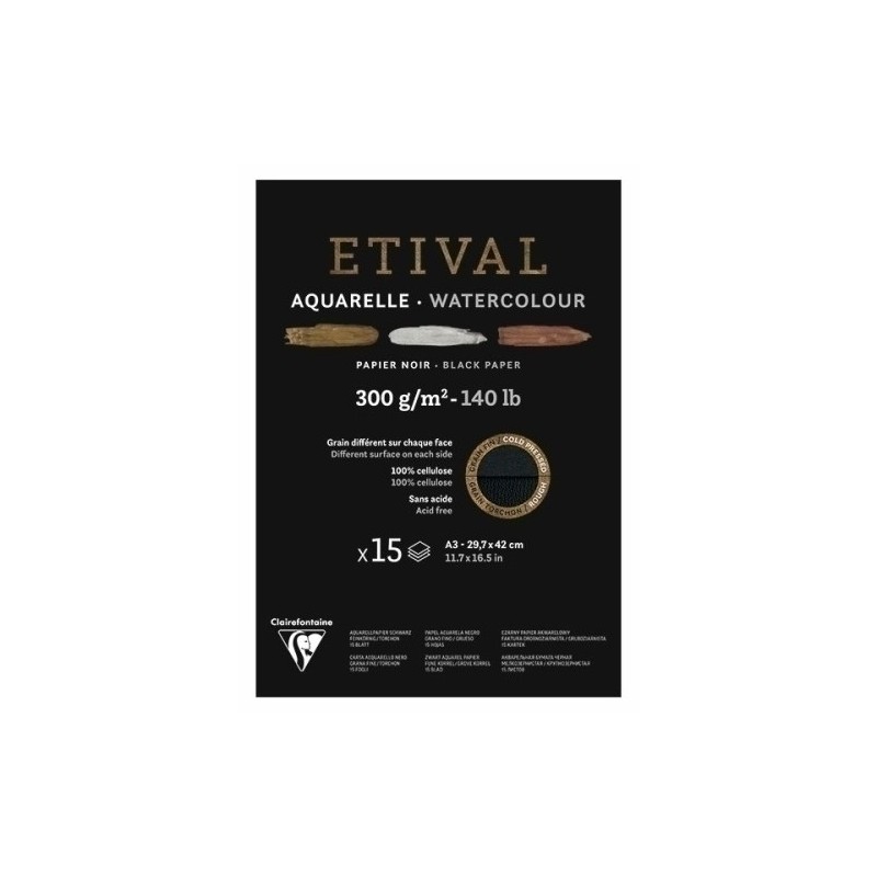 975319C-BLOC DIBUJO CLAIR.ETIVAL ACUARELA A3 NG precio por 5 unidades