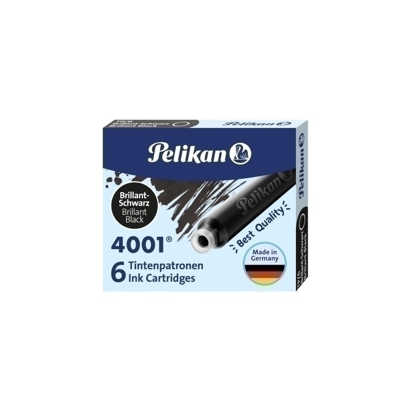 100401546-TINTA ESTILOG.PELIKAN 6 CART.TP/6 NEGRO precio por 1 unidades