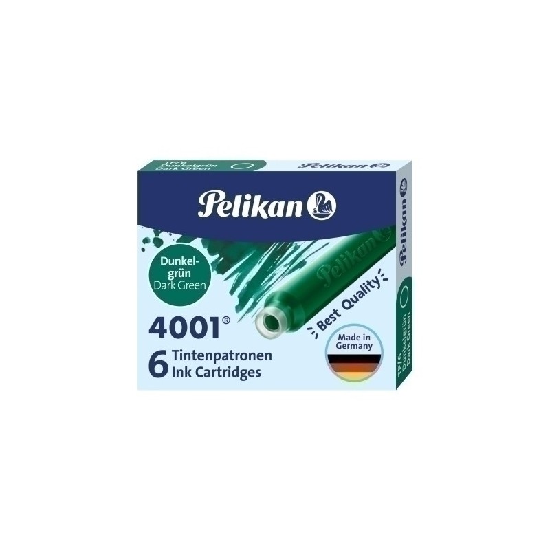 400142563-TINTA ESTILOG.PELIKAN 6 CART.TP/6 VERDE precio por 1 unidades