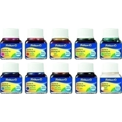 400142561-TINTA CHINA PELIKAN 10 ml. 10 col. SURT. precio por 10 unidades