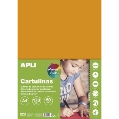 15117-CARTULINA A4 170gr. 50 UD. COL.INTENSO precio por 1 unidades