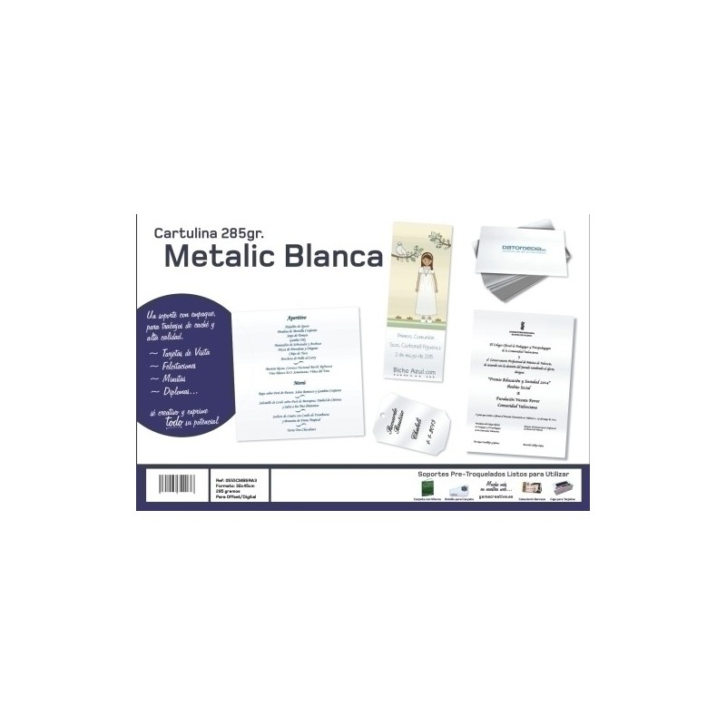0555CMBSRA3-CARTULINA METAL.32x45 YOSAN BLANCO IRIDI precio por 100 unidades