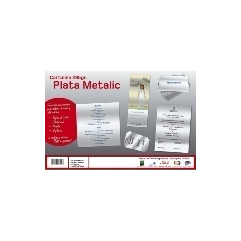 0555CMPSRA3-CARTULINA METAL.32x45 YOSAN PLATA BRILLO precio por 100 unidades