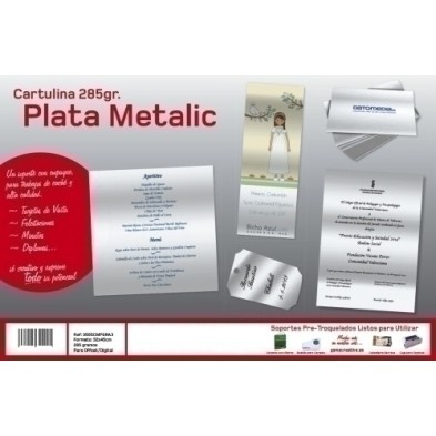 0555CMPSRA3-CARTULINA METAL.32x45 YOSAN PLATA BRILLO precio por 100 unidades