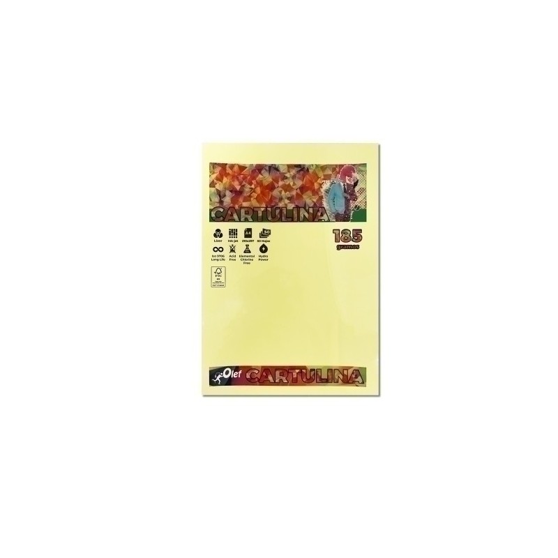07525-CARTULINA A4 OLEF 185g PALIDOS P/50 precio por 1 unidades