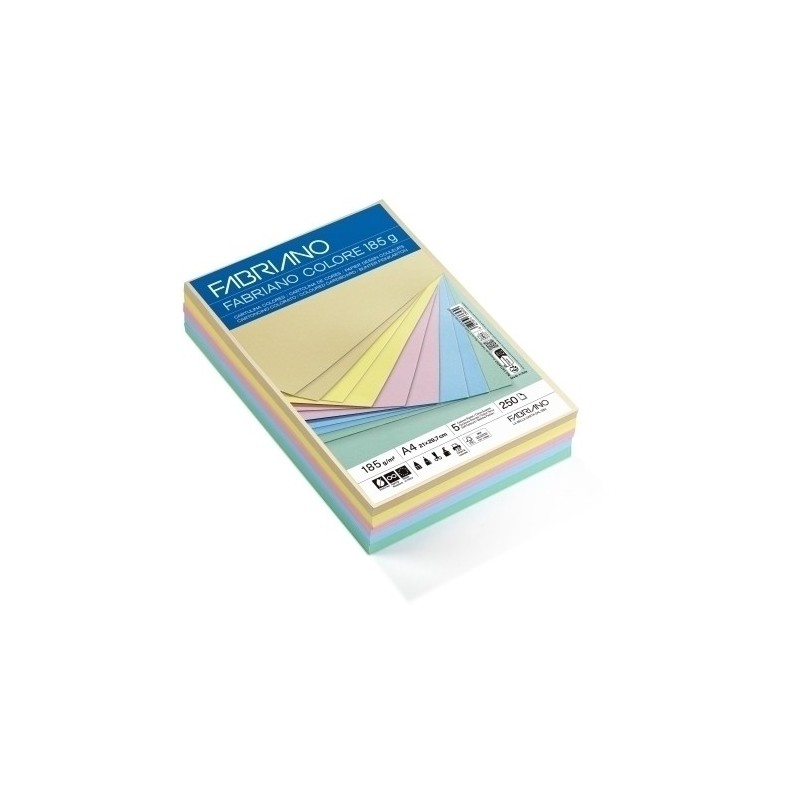 S323A452-CARTULINA A4 FABR. 185g P/250 COL.PASTEL precio por 1 unidades