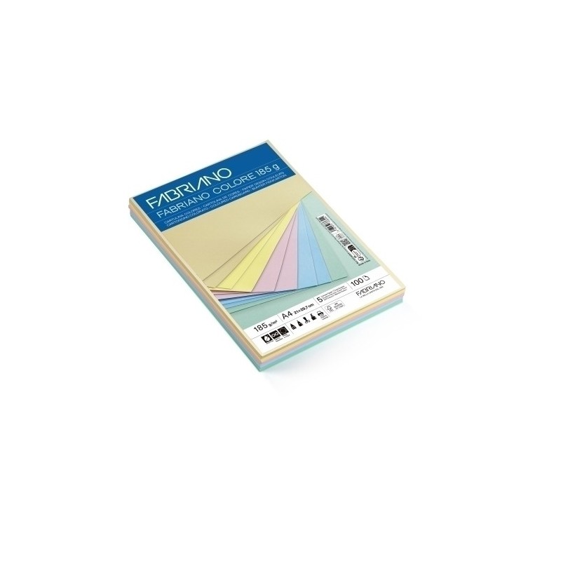S323A454-CARTULINA A4 FABR. 185g P/100 COL.PASTEL precio por 1 unidades
