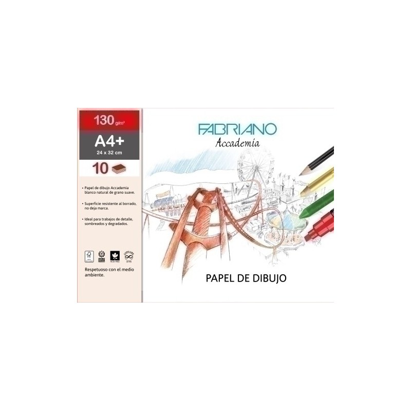 F74002432-LAMINAS DIBUJO FABRIANO 24X32 LISA B/10 precio por 1 unidades