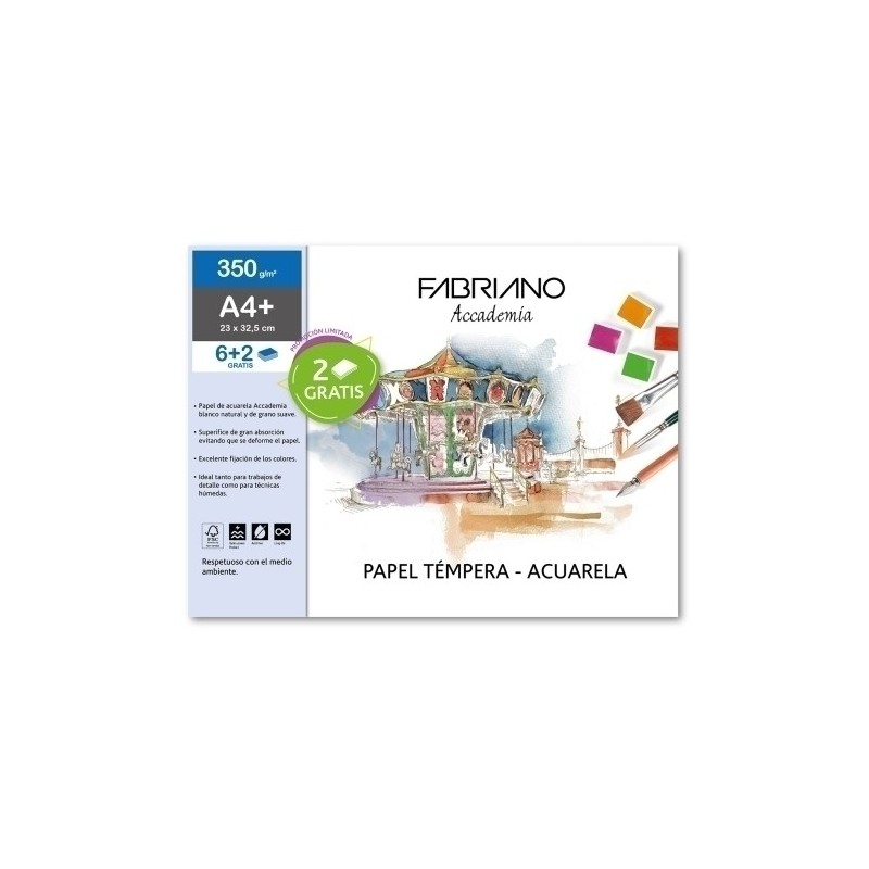 F74233260-LAMINAS ACUARELA FABRIANO A4+ 24X32  B/6 precio por 1 unidades
