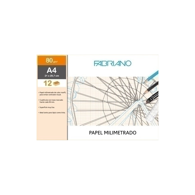 F74233282-LAMINA FABRIANO MILIMETRADO M.PK 12 A4 precio por 10 unidades