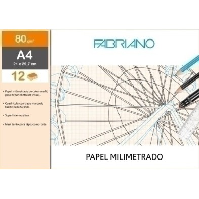 F74233282-LAMINA FABRIANO MILIMETRADO M.PK 12 A4 precio por 10 unidades