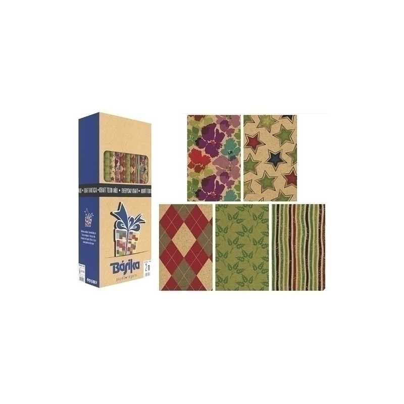 01019006-PAPEL REGALO RL.BK.0.7x2 KRAFT T.AÑO(50) precio por 1 unidades
