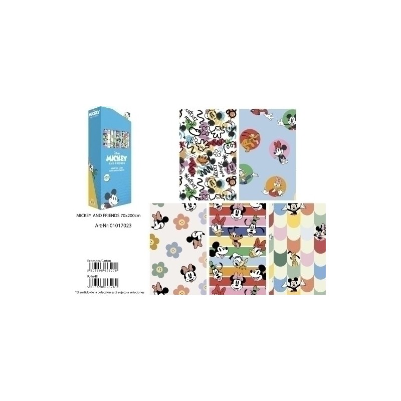 01017023-PAPEL REGALO RL.BK.0.7x2 MICKEY (50) precio por 1 unidades