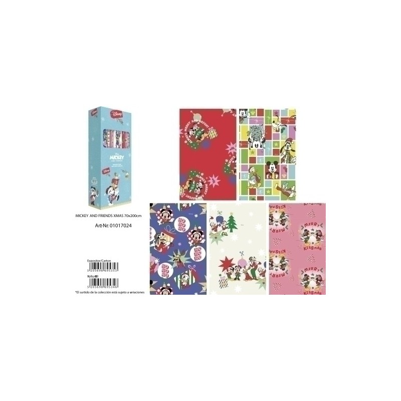 01017024-PAPEL REGALO RL.BK.0.7x2 MICKEY (50) precio por 1 unidades